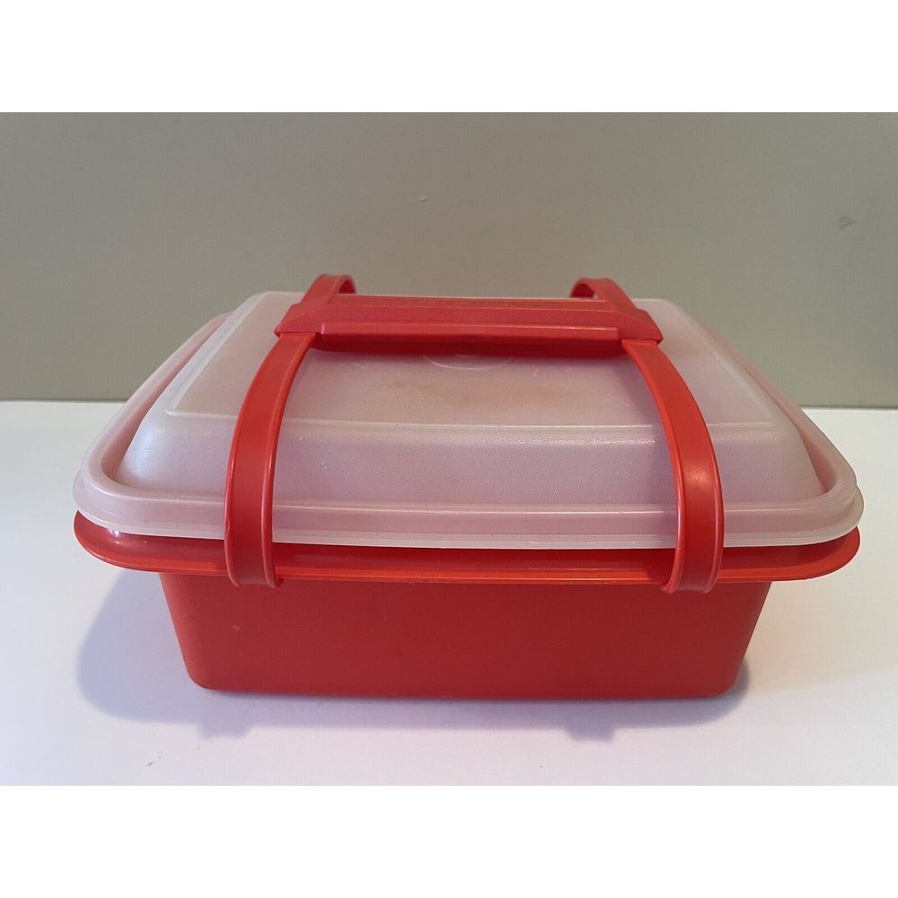 Tupperware Lunchbox w Handle Paprika Red Keeper 1254 1322 1255 Vintage USA